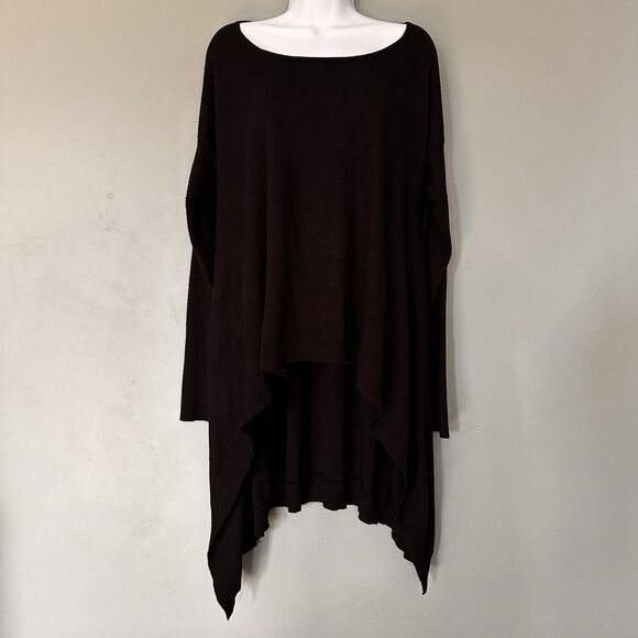 Cyrus Ribbed Sweater Long Sleeve Asymmetric Knit Top Lagenlook Indie Tunic XL - Picture 1 of 6